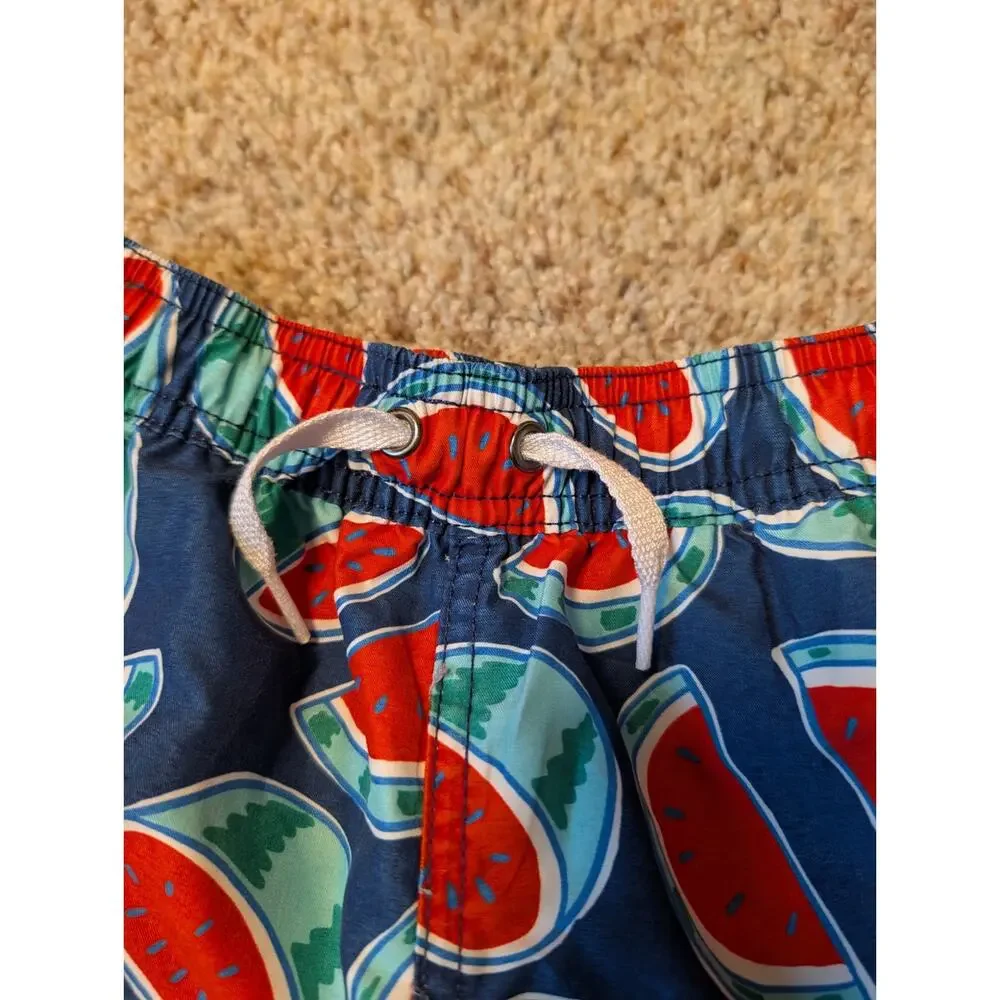 Hanna Andersson Boys Blue Watermelon Print Swim Trunks Mesh Lined Shorts Size 4